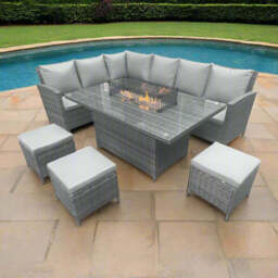 Sicily Rattan Corner Sofa And Dining Table With Ottoman Stools - thumbnail 2
