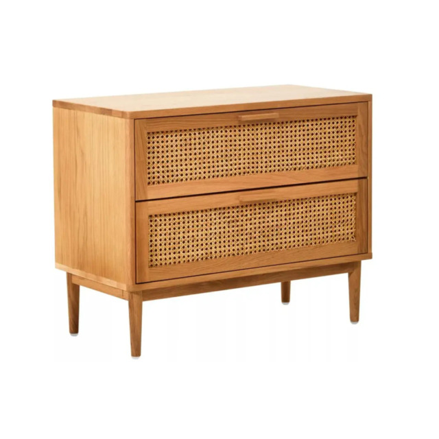 Lyon Rattan and Oak Wood Two Drawer Chest - image 1