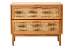 Lyon Rattan and Oak Wood Two Drawer Chest - thumbnail 5