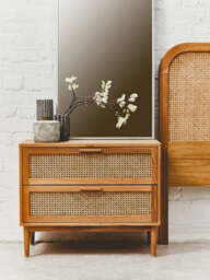 Lyon Rattan and Oak Wood Two Drawer Chest - thumbnail 3