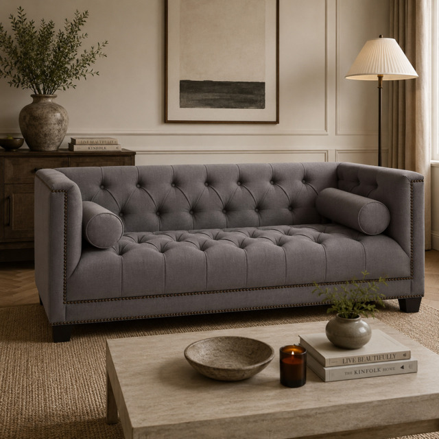 Surina 2 Seat Grey Fabric Sofa - image 1