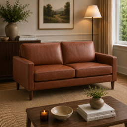 Model 46 - 3 Seater Sofa Faux Leather Tan