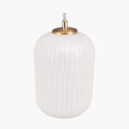 Alessia White Glass and Gold Metal Ribbed Glass Pendant - thumbnail 3