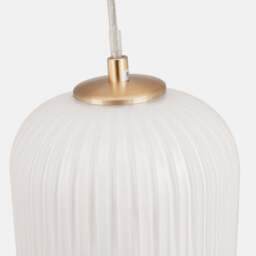Alessia White Glass and Gold Metal Ribbed Glass Pendant - thumbnail 4