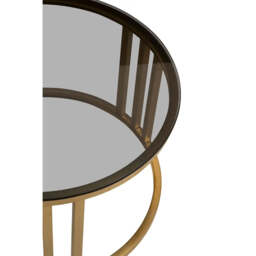 Alana Round Set of 2 Round Nesting Coffee Tables in Gold Base and Glass Top - thumbnail 2