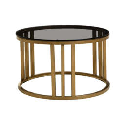 Alana Round Set of 2 Round Nesting Coffee Tables in Gold Base and Glass Top - thumbnail 6