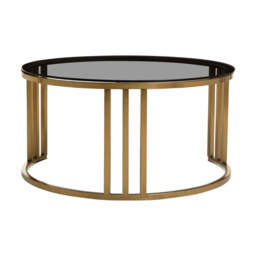 Alana Round Set of 2 Round Nesting Coffee Tables in Gold Base and Glass Top - thumbnail 5