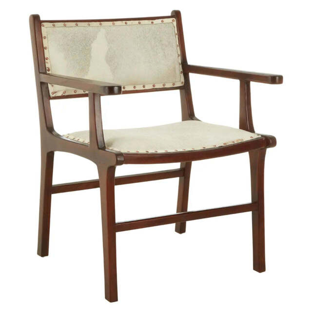 Kendari Leather Teak Wood Dining Chair - image 1