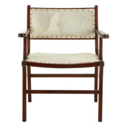 Kendari Leather Teak Wood Dining Chair - thumbnail 2