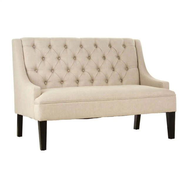 Doucet High Back Natural Linen Bench - image 1