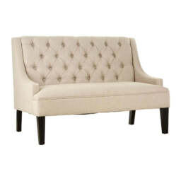 Doucet High Back Natural Linen Bench - thumbnail 3