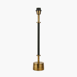 Antoine Black Croc and Antique Brass Tall Metal Table Lamp Base - thumbnail 1