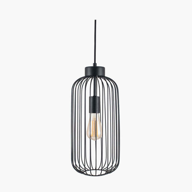 Dania Matt Black Metal Wire Tall Pendant - image 1