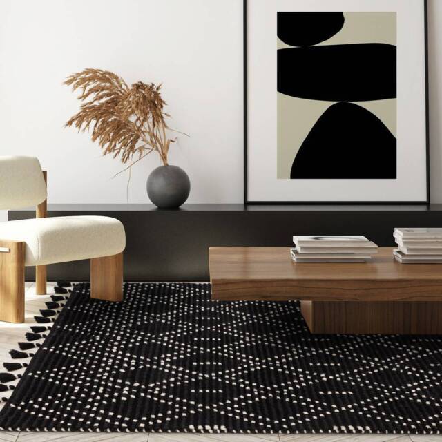 Nepal 200x290cm Black/Cream Diamond Rug Rug - image 1