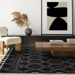 Nepal 200x290cm Black/Cream Diamond Rug Rug - thumbnail 1