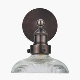 Bowery Ribbed Glass with Antique Bronze Fitting Wall Light - thumbnail 5