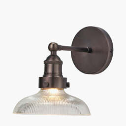 Bowery Ribbed Glass with Antique Bronze Fitting Wall Light - thumbnail 6