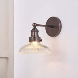 Bowery Ribbed Glass with Antique Bronze Fitting Wall Light - thumbnail 2