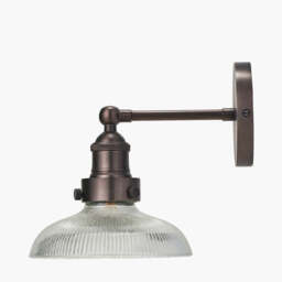 Bowery Ribbed Glass with Antique Bronze Fitting Wall Light - thumbnail 4