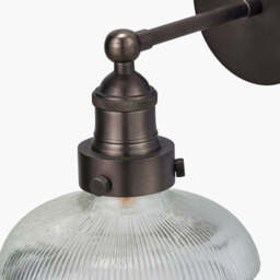 Bowery Ribbed Glass with Antique Bronze Fitting Wall Light - thumbnail 3