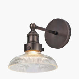 Bowery Ribbed Glass with Antique Bronze Fitting Wall Light - thumbnail 1
