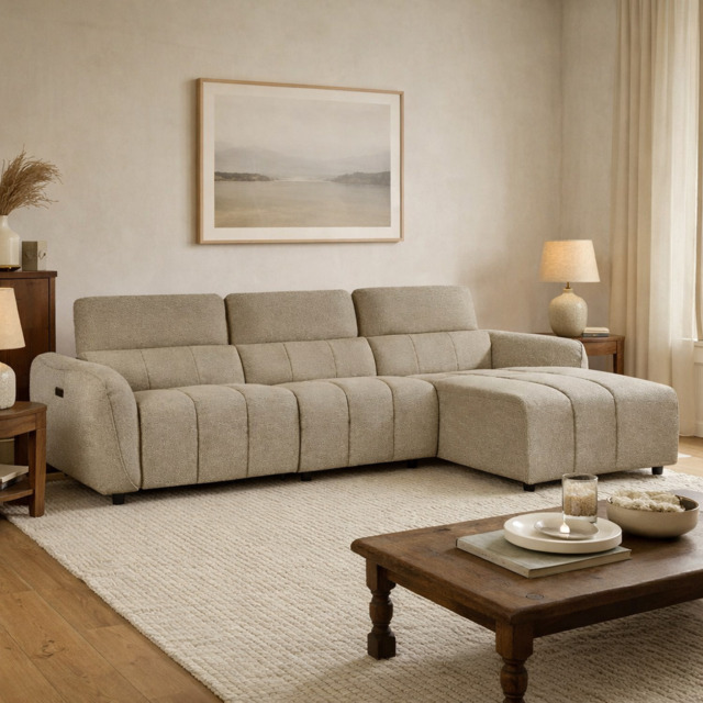 Turin Electric Recliner Sofa Mocha Right Hand Corner - image 1