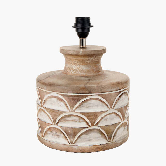Kingsbury White Wash Large Carved Wood Table Lamp Base - image 1