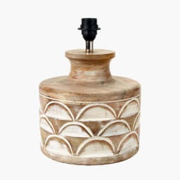 Kingsbury White Wash Large Carved Wood Table Lamp Base - thumbnail 2
