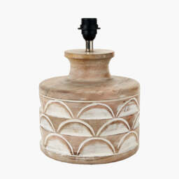 Kingsbury White Wash Large Carved Wood Table Lamp Base - thumbnail 3