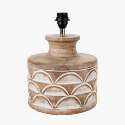 Kingsbury White Wash Large Carved Wood Table Lamp Base - thumbnail 1