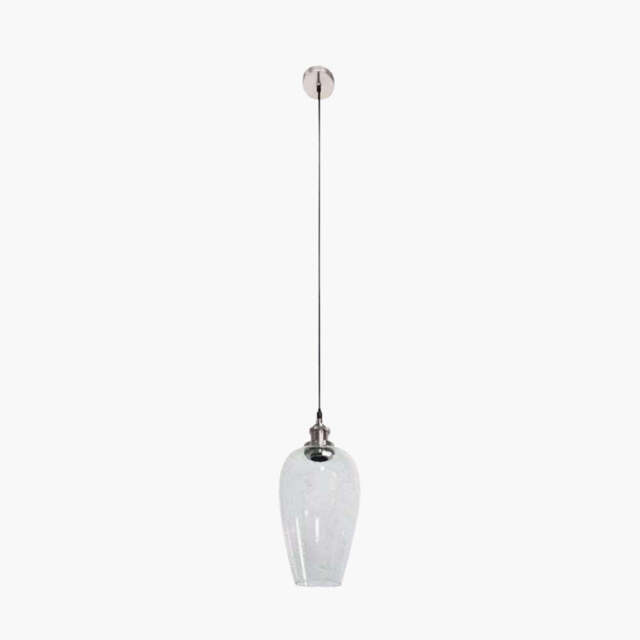 Clio Antique Silver Metal and Clear Glass Pendant - image 1