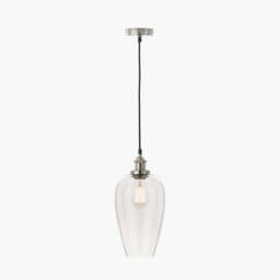 Clio Antique Silver Metal and Clear Glass Pendant - thumbnail 2