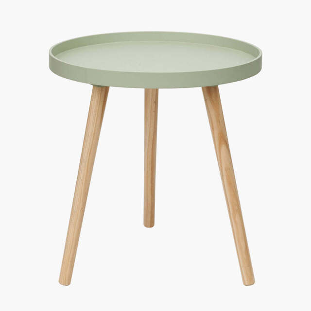 Halston Sage Green Wood Veneer and Natural Pine Wood Side Table - image 1