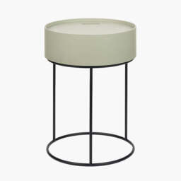 Hugo Sage Green Wood Veneer and Black Metal Storage Table - thumbnail 2