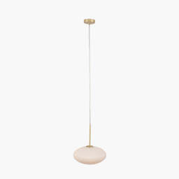 Emilia White Glass and Gold Metal Ribbed Oval Pendant - thumbnail 1