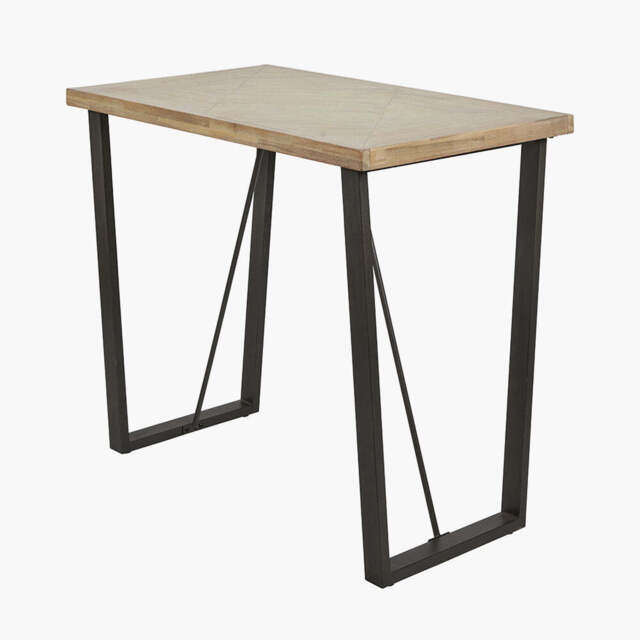 Marca Sand Wash Acacia Wood and Black Metal Bar Table - image 1