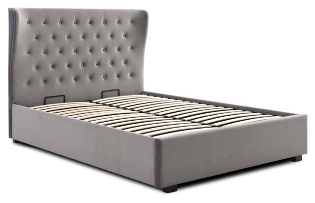 Athena Grey Velvet King Size Kensington Ottoman Bed Velvet - image 1