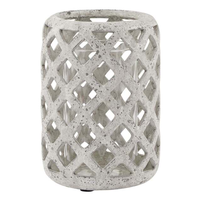 Grey Stone Effect Hurricane Lantern - image 1