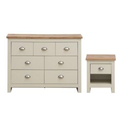 Lisbon 2 Piece Set 3+4 Chest, 1 Drw Bedside Cream - thumbnail 1