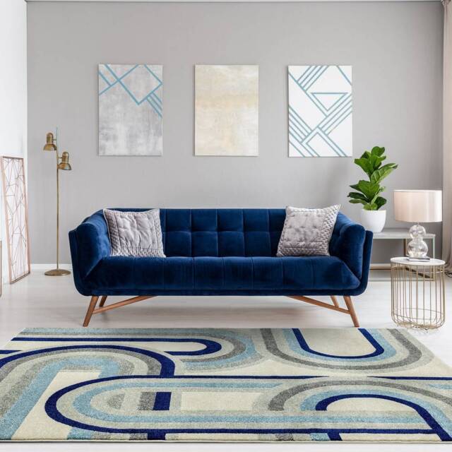 Nova 120x170cm Retro Blue Rug NV30 Rug - image 1