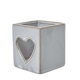 White Ceramic Heart Cut-Out Square Tealight Holder - thumbnail 2