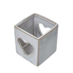 White Ceramic Heart Cut-Out Square Tealight Holder - thumbnail 3