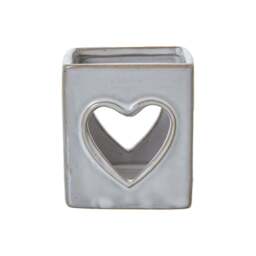 White Ceramic Heart Cut-Out Square Tealight Holder - thumbnail 1