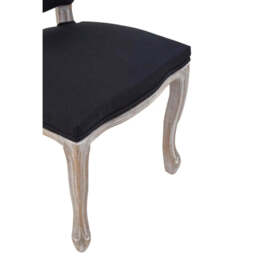 Kensington Townhouse Black Linen Dining Chair with Antique wood legs - thumbnail 6
