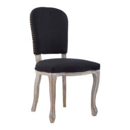 Kensington Townhouse Black Linen Dining Chair with Antique wood legs - thumbnail 1