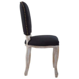 Kensington Townhouse Black Linen Dining Chair with Antique wood legs - thumbnail 3