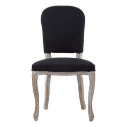 Kensington Townhouse Black Linen Dining Chair with Antique wood legs - thumbnail 2