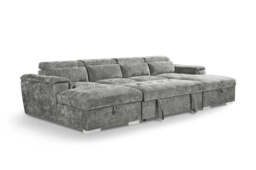 Alaya Large Grey U Shape Sofabed with Storage and Adjustable Headrests Morgan - Malvern - Somerford - Calix - Euphoria - Plush Style - thumbnail 3