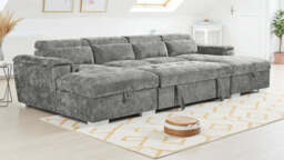 Alaya Large Grey U Shape Sofabed with Storage and Adjustable Headrests Morgan - Malvern - Somerford - Calix - Euphoria - Plush Style - thumbnail 6