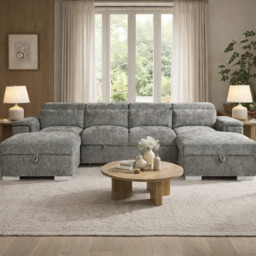 Alaya Large Grey U Shape Sofabed with Storage and Adjustable Headrests Morgan - Malvern - Somerford - Calix - Euphoria - Plush Style - thumbnail 5